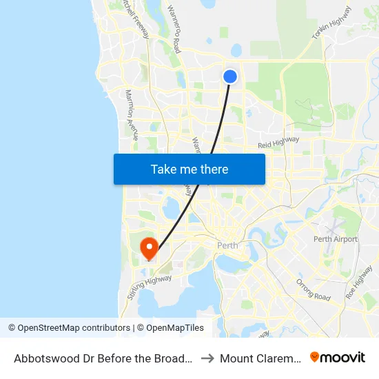 Abbotswood Dr Before the Broadview to Mount Claremont map
