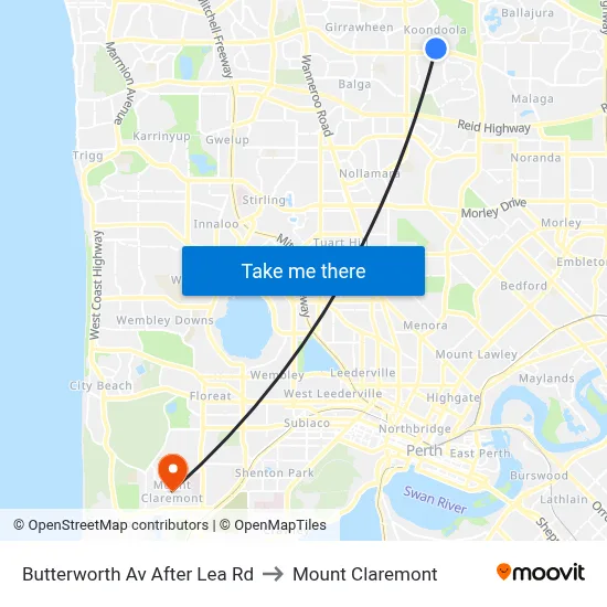 Butterworth Av After Lea Rd to Mount Claremont map