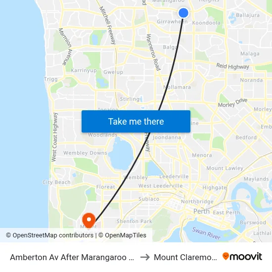 Amberton Av After Marangaroo Dr to Mount Claremont map