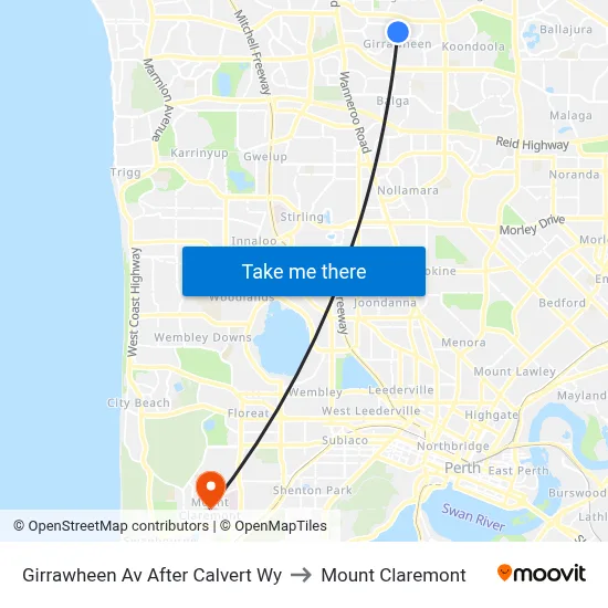 Girrawheen Av After Calvert Wy to Mount Claremont map