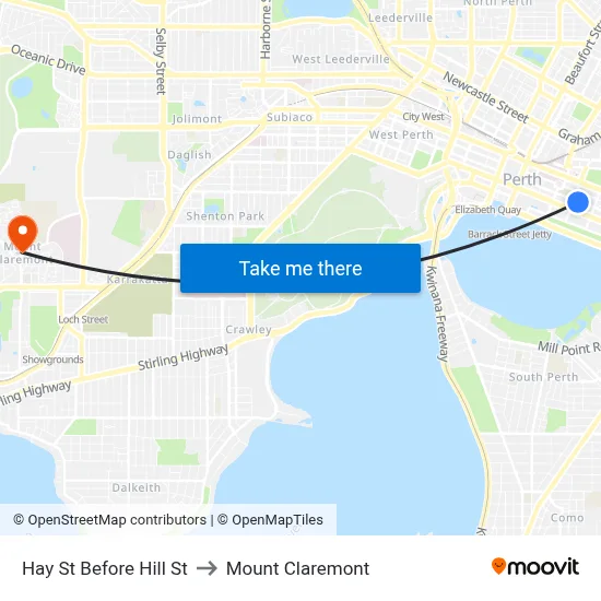 Hay St Before Hill St to Mount Claremont map
