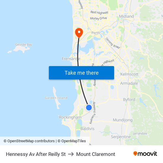 Hennessy Av After Reilly St to Mount Claremont map