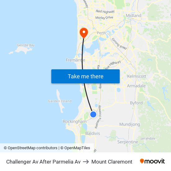 Challenger Av After Parmelia Av to Mount Claremont map