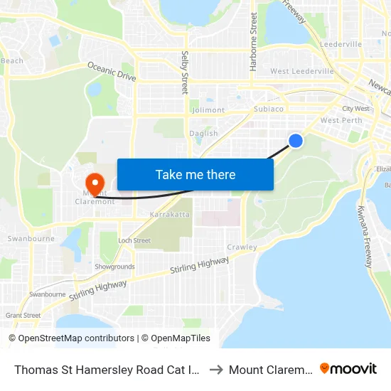 Thomas St Hamersley Road Cat Id 139 to Mount Claremont map
