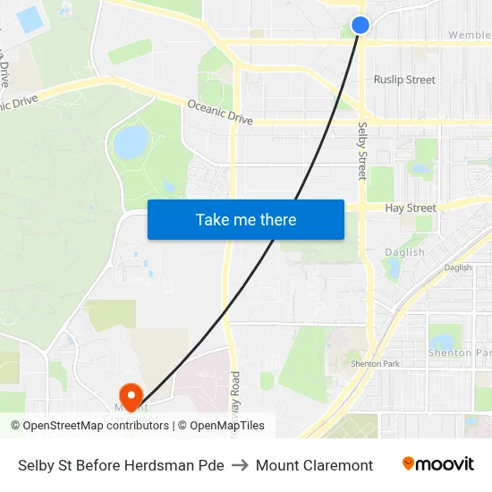 Selby St Before Herdsman Pde to Mount Claremont map
