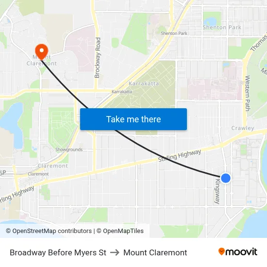 Broadway   Before Myers St to Mount Claremont map