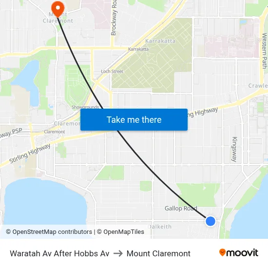 Waratah Av After Hobbs Av to Mount Claremont map