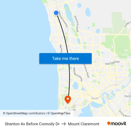 Shenton Av Before Connolly Dr to Mount Claremont map