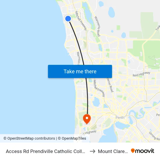 Access Rd Prendiville Catholic College Stand 3 to Mount Claremont map