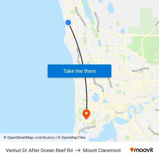 Venturi Dr After Ocean Reef Rd to Mount Claremont map