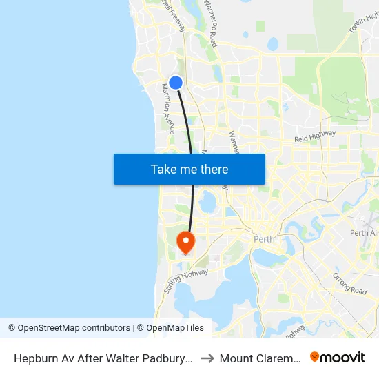 Hepburn Av After Walter Padbury Bvd to Mount Claremont map