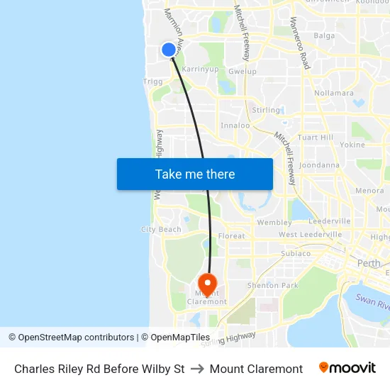 Charles Riley Rd Before Wilby St to Mount Claremont map