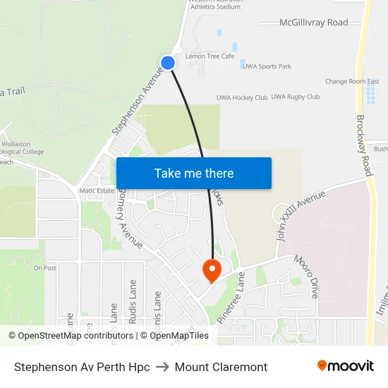 Stephenson Av Perth Hpc to Mount Claremont map