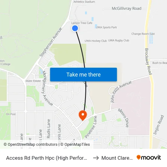 Access Rd Perth Hpc (High Performance Ctr) to Mount Claremont map