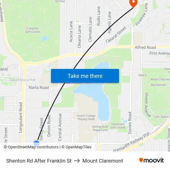 Shenton Rd After Franklin St to Mount Claremont map