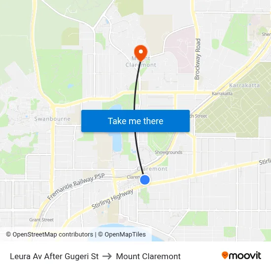 Leura Av After Gugeri St to Mount Claremont map