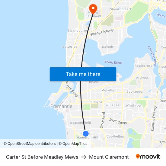 Carter St Before Meadley Mews to Mount Claremont map