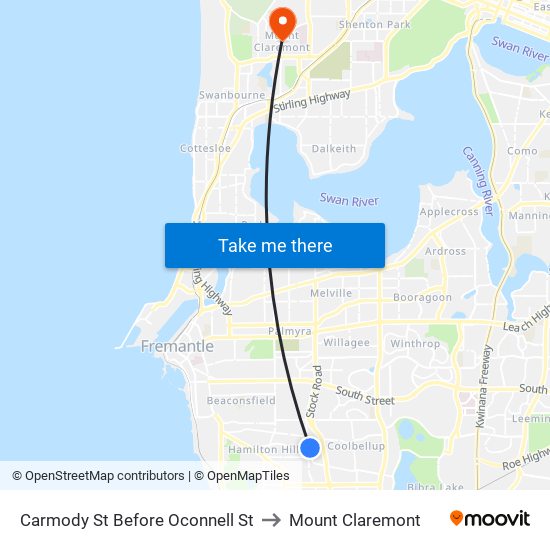 Carmody St Before Oconnell St to Mount Claremont map