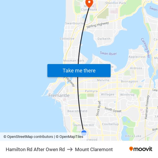 Hamilton Rd After Owen Rd to Mount Claremont map