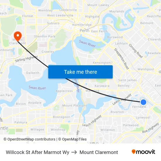 Willcock St After Marmot Wy to Mount Claremont map