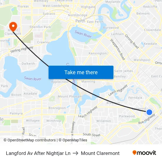 Langford Av After Nightjar Ln to Mount Claremont map