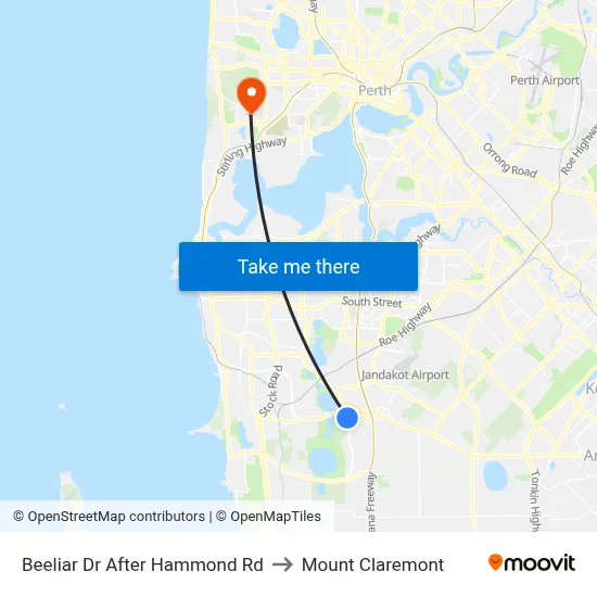 Beeliar Dr After Hammond Rd to Mount Claremont map