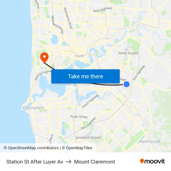 Station St After Luyer Av to Mount Claremont map