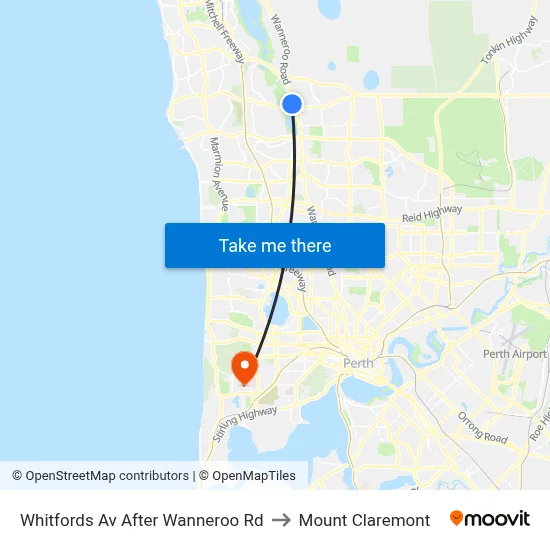 Whitfords Av After Wanneroo Rd to Mount Claremont map
