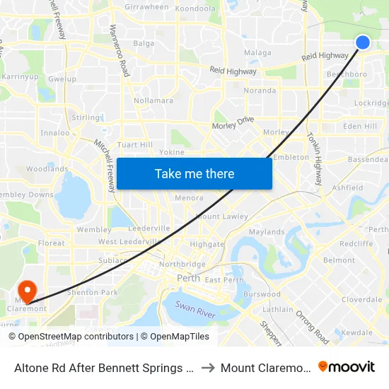 Altone Rd After Bennett Springs Dr to Mount Claremont map