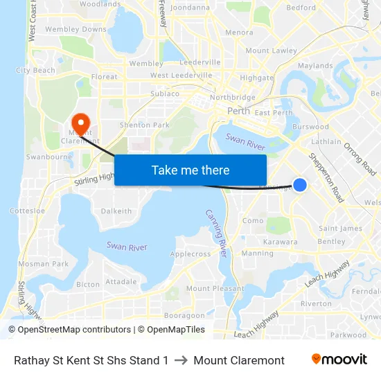 Rathay St Kent St Shs Stand 1 to Mount Claremont map
