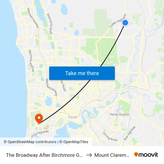 The Broadway   After Birchmore Gdns to Mount Claremont map
