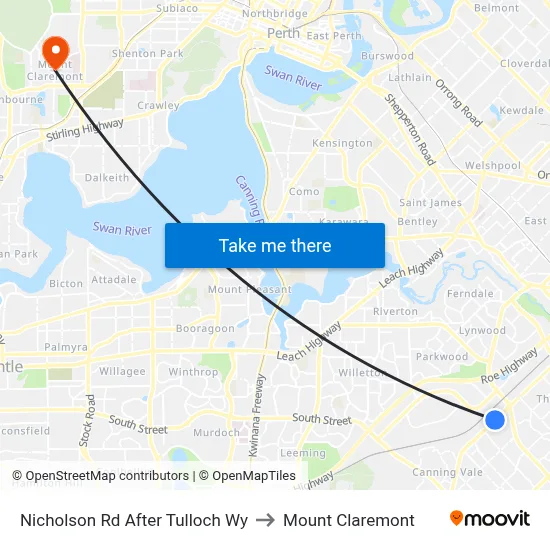 Nicholson Rd After Tulloch Wy to Mount Claremont map