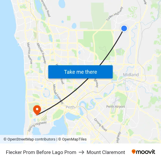 Flecker Prom Before Lago Prom to Mount Claremont map
