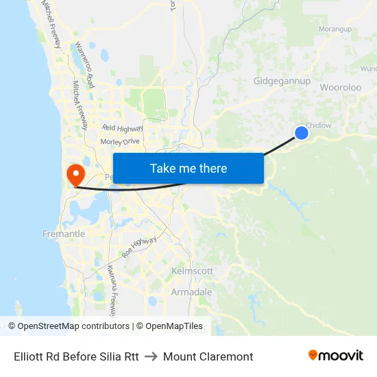 Elliott Rd Before Silia Rtt to Mount Claremont map