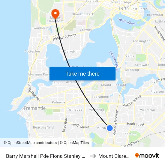 Barry Marshall Pde Fiona Stanley Hospital to Mount Claremont map