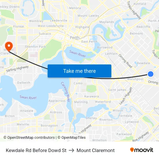 Kewdale Rd Before Dowd St to Mount Claremont map