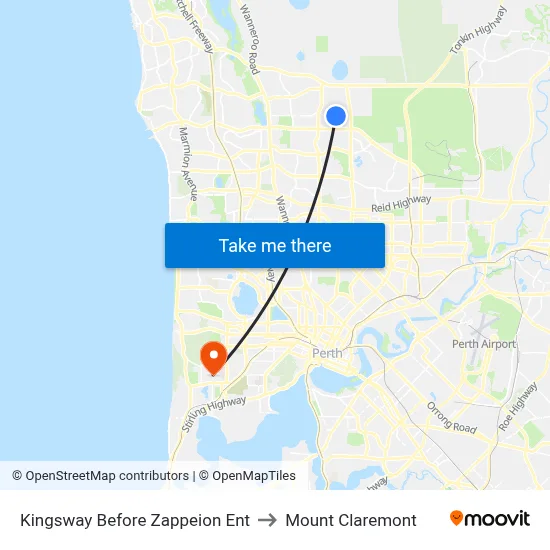 Kingsway  Before Zappeion Ent to Mount Claremont map