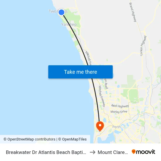 Breakwater Dr Atlantis Beach Baptist College to Mount Claremont map