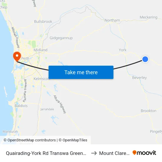 Quairading-York Rd Transwa Greenhills Turnoff to Mount Claremont map