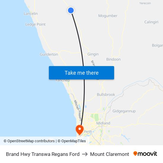 Brand Hwy Transwa Regans Ford to Mount Claremont map