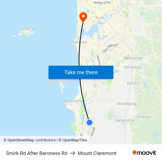 Smirk Rd After Baroness Rd to Mount Claremont map