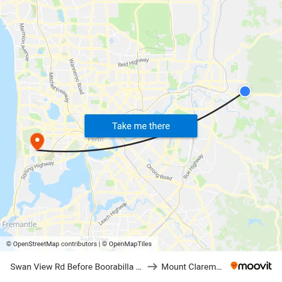 Swan View Rd Before Boorabilla Wy to Mount Claremont map