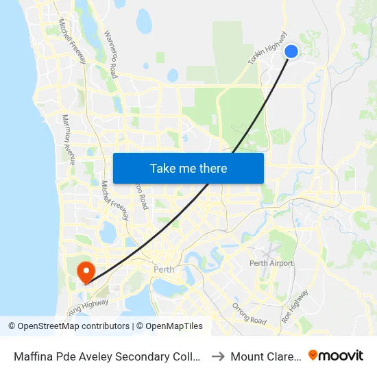 Maffina Pde Aveley Secondary College Stand 3 to Mount Claremont map