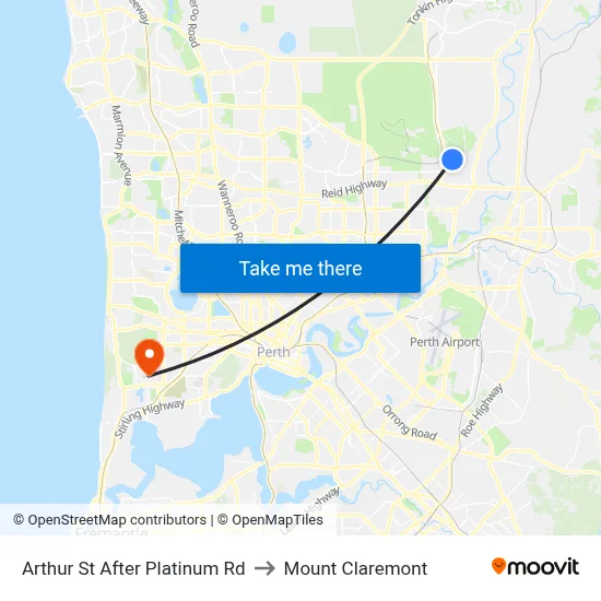 Arthur St After Platinum Rd to Mount Claremont map