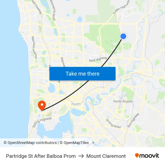 Partridge St After Balboa Prom to Mount Claremont map