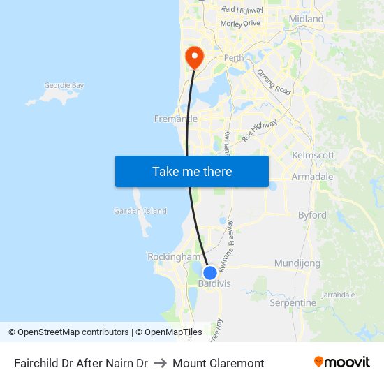 Fairchild Dr After Nairn Dr to Mount Claremont map