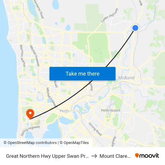 Great Northern Hwy Upper Swan Primary S1 to Mount Claremont map