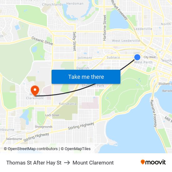 Thomas St After Hay St to Mount Claremont map