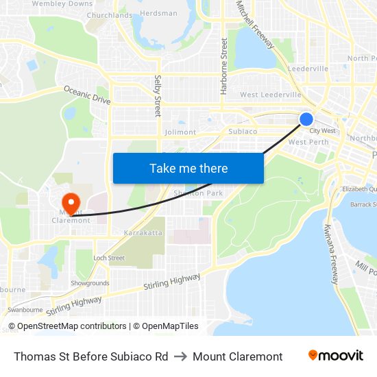 Thomas St Before Subiaco Rd to Mount Claremont map