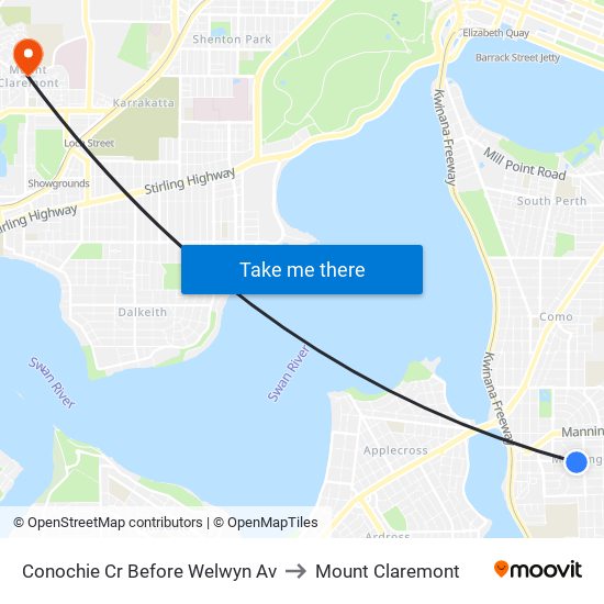 Conochie Cr Before Welwyn Av to Mount Claremont map